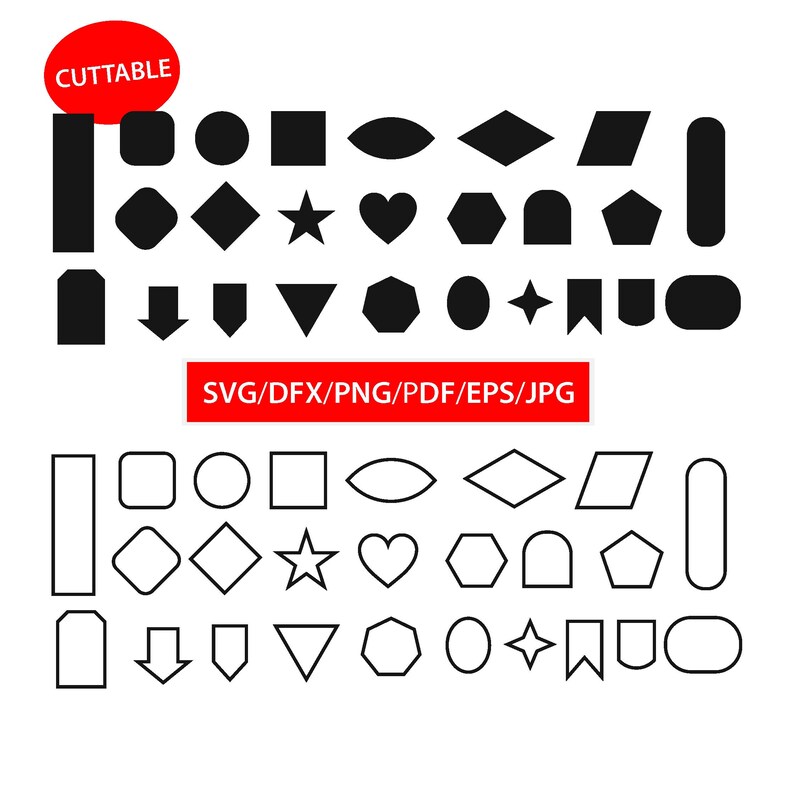 Basic Geometric Shapes Tag Vector Printable Graphic/ Vector Etsy