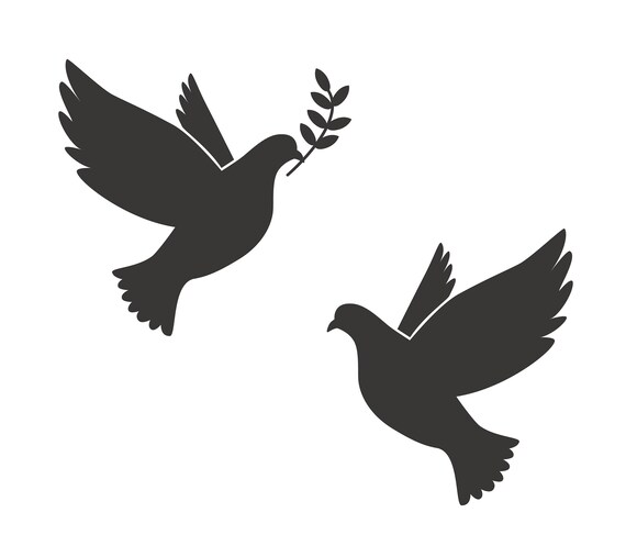 Silhouette of Flying Dove with Olive Twig Printable Graphic/ | Etsy