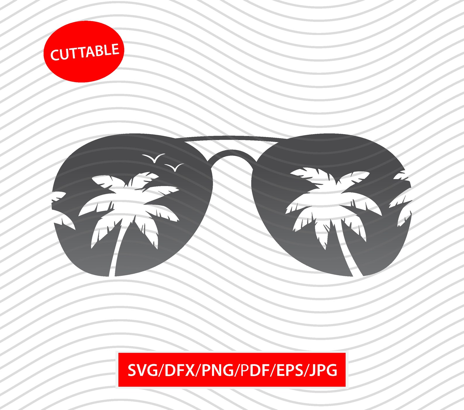 Summer Beach Sunglasses Palm Tree Printable Graphic/ vector Etsy