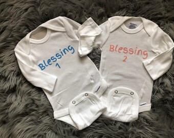 Blessing's comes in two's baby boy/girl twin's special announcement.