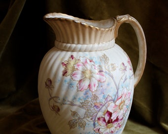 Royal Bonn handpainted porcelain ewer.  Franz Anton Mehlem large pitcher makes a gorgeous statement all by itself.