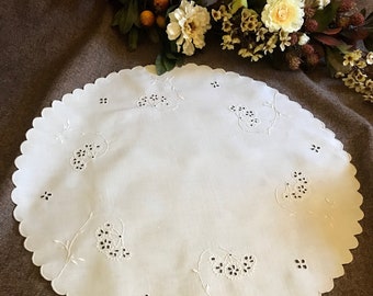 Cutwork scalloped edge doily for your tea table or vanity