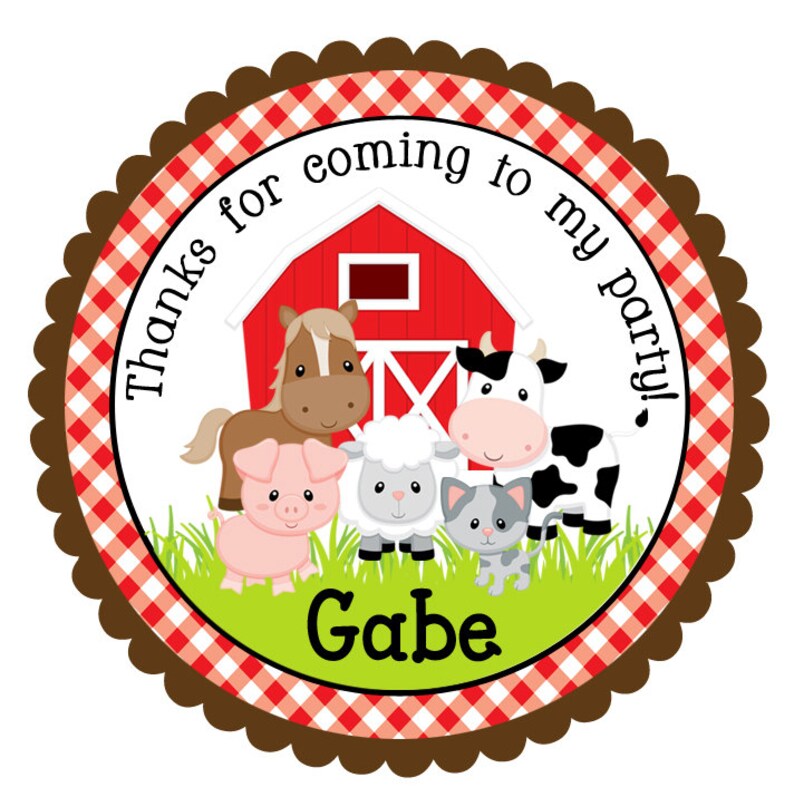 Farm Birthday Stickers-Personalized Farm Birthday Stickers-Set of 12