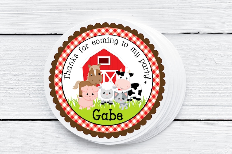 Farm Birthday Stickers-Personalized Farm Birthday Stickers-Set of 12
