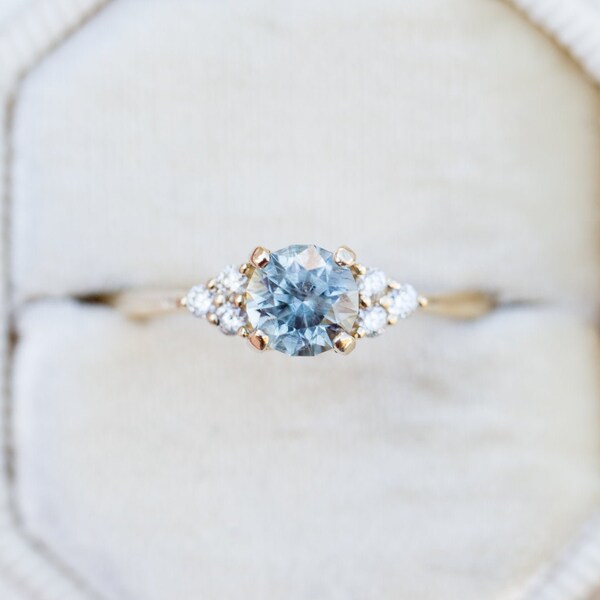 Pastel blue Montana sapphire cluster engagement ring, pastel sapphire, unique engagement ring, cluster sapphire ring, unique engagement ring