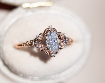 14k filigree moissanite engagement ring, moissanite ring, rose gold ring, vintage ring, unique engagement ring, gold filigree ring, oore