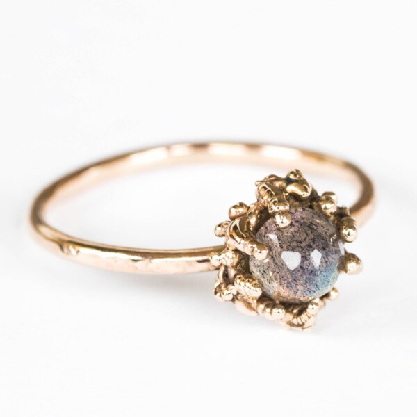 ethereal labradorite 14k gold ring, alternative engagement ring, labradorite engagement promise ring, gold labradorite ring