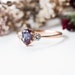 Alexandrite sapphire three stone 14k gold engagement ring image 3
