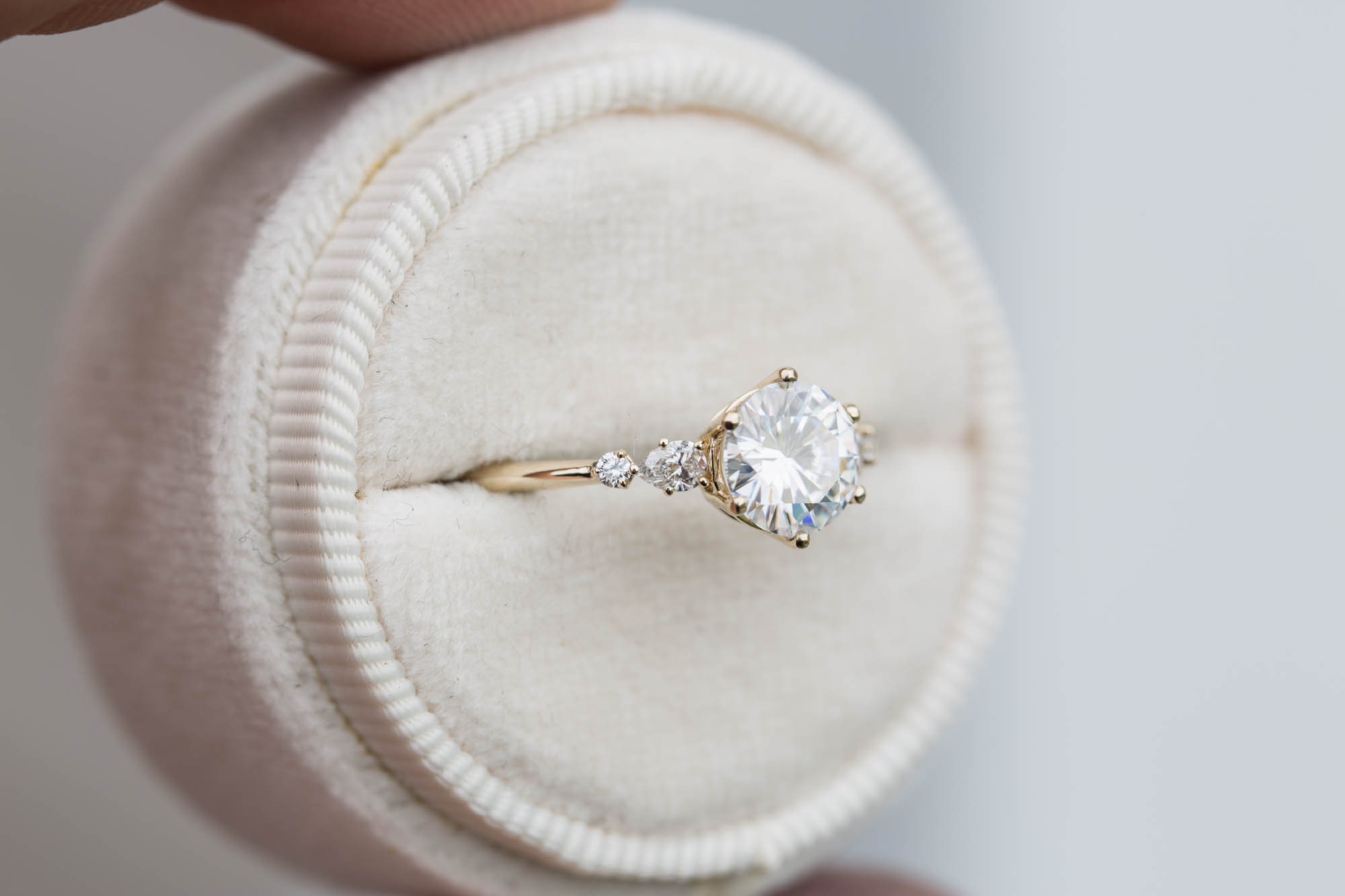 Round moissanite five stone ring diamond engagement ring | Etsy