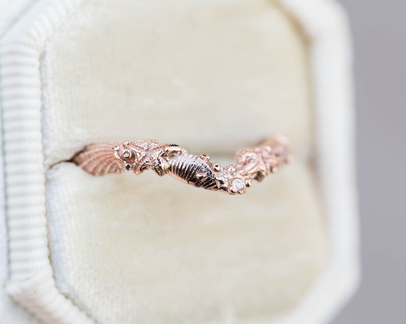 The Siren Band Seashell Wedding Ring Unique Wedding Ring Etsy