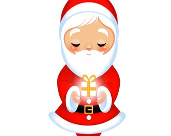 Cartoon Santa Print, Holiday Decor