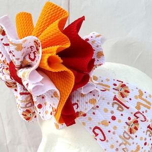 Turkey Fall baby head wrap turkey headband thanksgiving baby head wrap stretchy headband messy bow