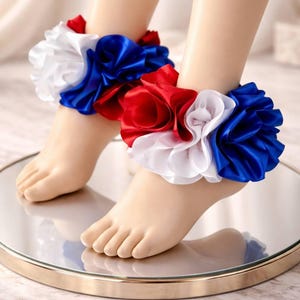 Anklets red white blue anklets ruffle anklets tutu anklets girls ankletsJuly 4th anklets image 1