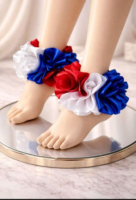 Anklets red white blue anklets ruffle anklets tutu anklets girls ankletsJuly 4th anklets