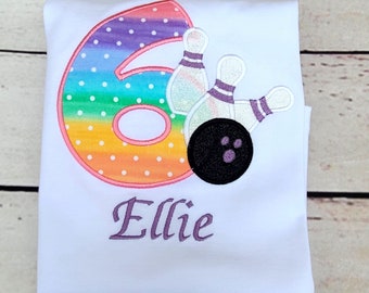 Bowling birthday shirt girls birthday baby birthday shirt any name and number personalized shirt 1st 2nd 3rd 4th 5th 6th