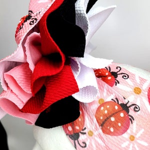 Ladybug shredded ruffle baby head wrap messy bow baby headband stretchy bullet fabric
