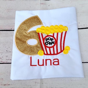 popcorn birthday shirt any name and number personalized shirt cake smash photo shoot