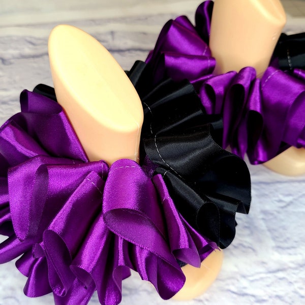 Tutu ribbon anklets purple and black anklets Halloween anklets