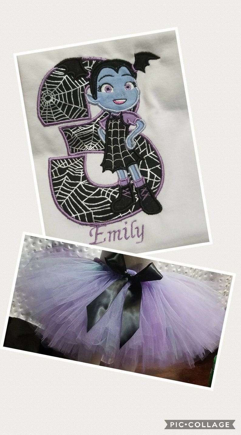 vampirima birthday shirt and tutu with name purple