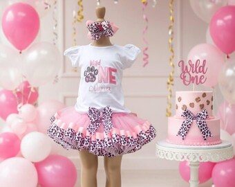 wild one birthday tutu outfit personalized shirt first  cheetah tutu cake smash