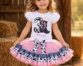Rodeo cowgirl boots tutu personalized shirt any number