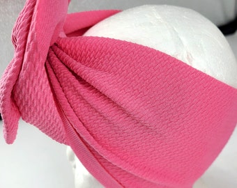 pink stretchy headband head wrap messy bow baby headband birthday bow girls bow