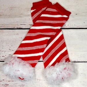 Christmas baby leg warmers ruffle leg warmers red white leg warmers  size 1 to 3 years