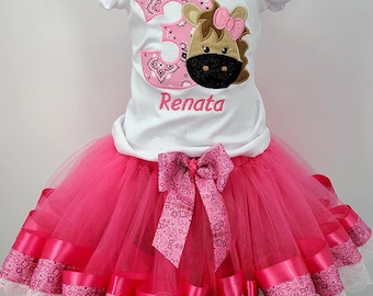 cowgirl pony horse tutu and shirt any name and number personalized shirt cake smash cowgirl birthday 1st 2nd 3rd 4th 5th