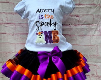 Spooky one Halloween tutu outfit Halloween ghost glow in the dark ghost spooky birthday personalized shirt