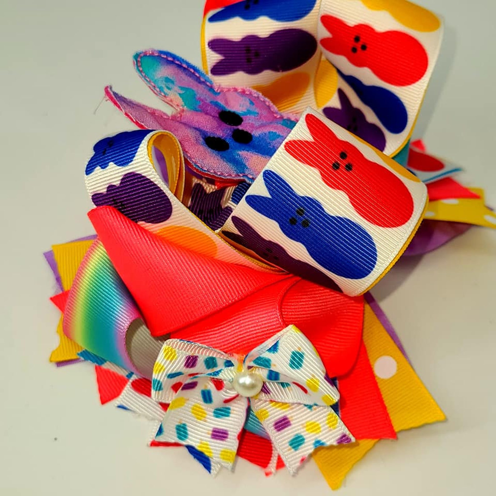 Easter bow peeps girls bow baby bow Easter hair bow peeps bow Etsy