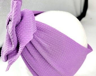 Lavender stretchy headband head wrap bow bow girls bow birthday bow