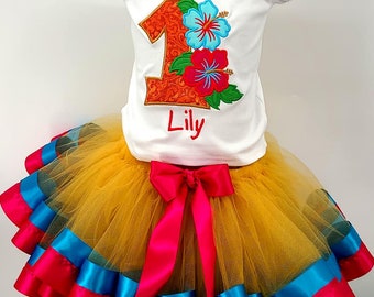 Tropical tutu and shirt any name and number personalized shirt 1st 2nd 3rd 4th 5th