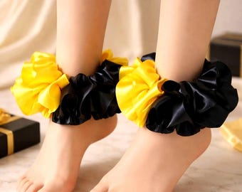 Tutu ribbon Anklet  yellow and black anklets birthday tutu anklets
