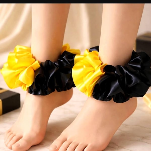 Tutu ribbon Anklet  yellow and black anklets birthday tutu anklets