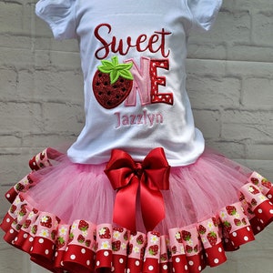 Strawberry tutu  shirt personalized  first birthday sweet one  birthday party