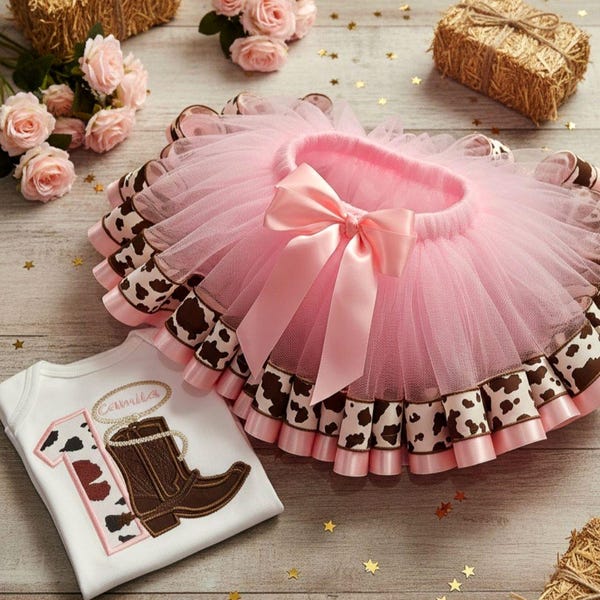 Cowgirl tutu and shirt birthday outfit personalized any number  and name cake smash