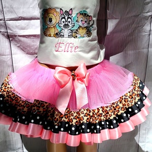 Safari wild one pink tutu and shirt any name and number personalized shirt cake smash 1st 2nd 3rd 4th 5th 6th 7th