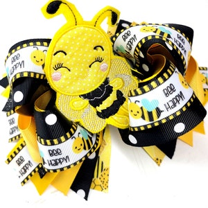 Bee over the top hair bow bee birthday bow girls hair bow baby hairbow
