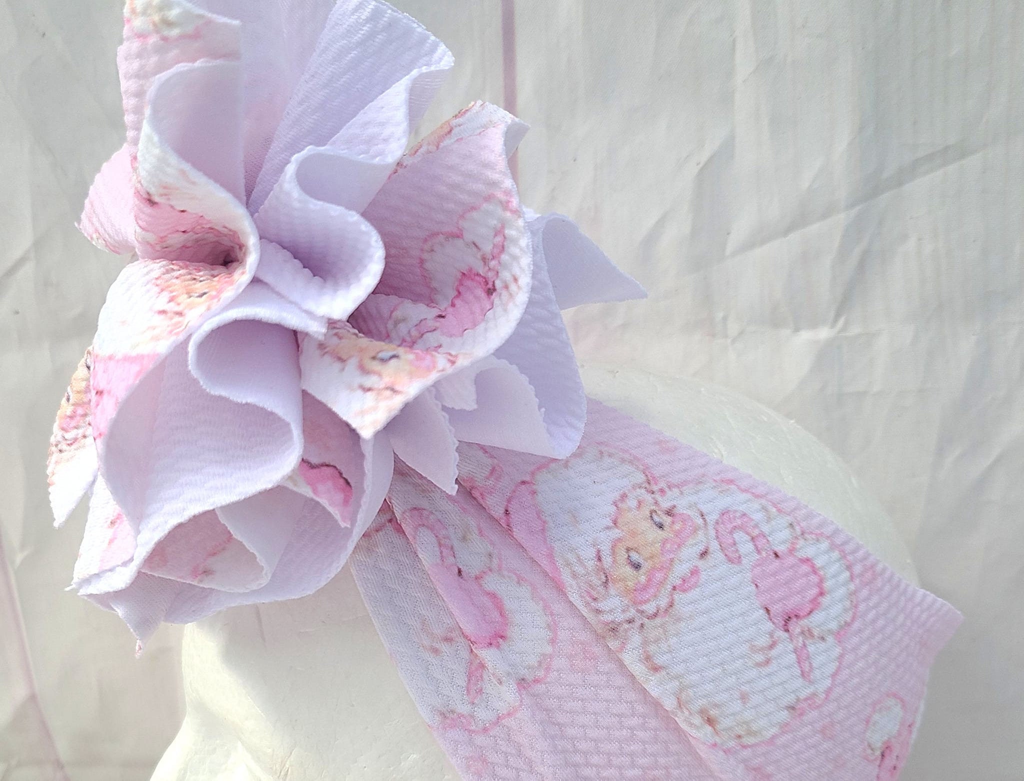 Christmas baby head wrap Santa headband pink  Santa  baby head wrap messy bow