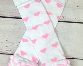 pink leg warmers harts leg warmers Valentine's leg warmers ruffle leg warmers