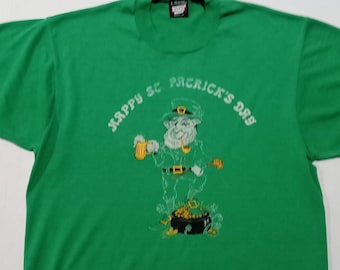 Happy St. Patrick's Day T-Shirt L Vintage 1990s Leprechaun