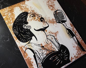 Billie Reclaimed Wood Art, HTV Vinyl Jazz Singer Portrait