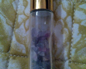 Fluorite roller ball, flower essences and essential oils for feeling of calm, ease and joy