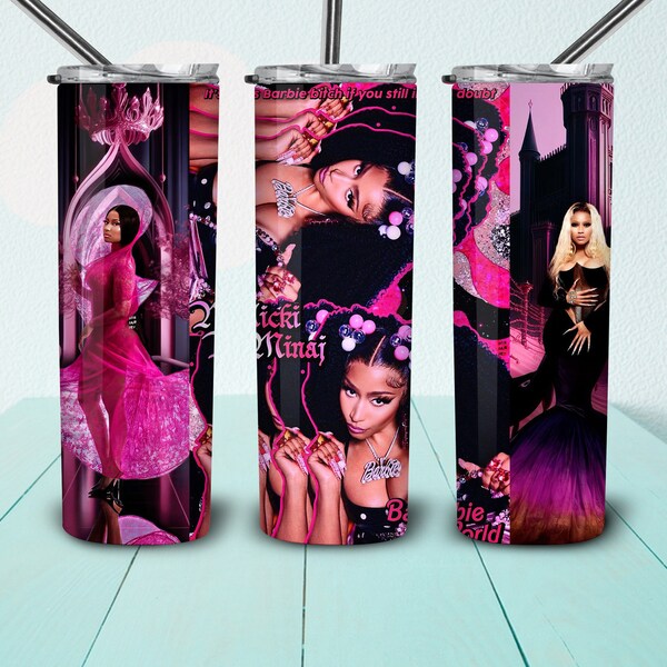 Nicki Minaj Skinny Tumbler 20 oz Sublimation Design PNG Digital Download, Nicki Minaj Tumbler Straight and Fangirl PNG