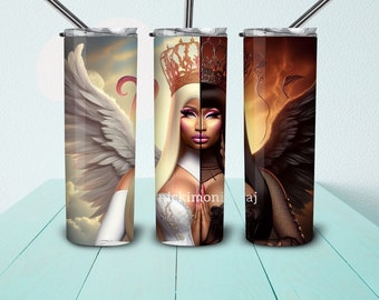 Nicki Minaj Tumbler 20 oz Skinny Sublimation Design PNG Digital Download, Nicki Minaj Tumbler Straight and Fangirl PNG