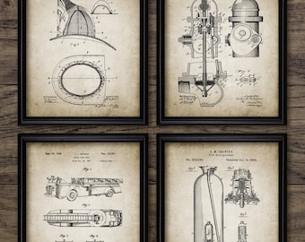 Vintage Firefighter Patent, Printable Firefighting Wall Art, Fire Rescue, Fire House Decor, Fireman Gift Idea #411 INSTANT DOWNLOAD