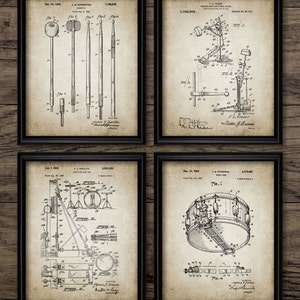 Drum Kit Wall Art Set Of 4, Printable Music Art, Drumstick, Music Cymbal, Drum Design, Drummer, Musician, Music Room #2236 INSTANT DOWNLOAD