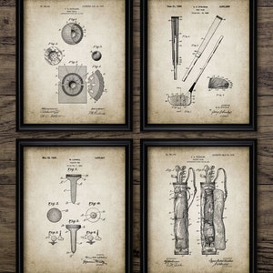 Golf Wall Art Set Of 4, Printable Golf, Golf Club, Golf Ball, Golf Caddy, Golfing Equipment, Clubhouse, Golfer, Sport #413 INSTANT DOWNLOAD