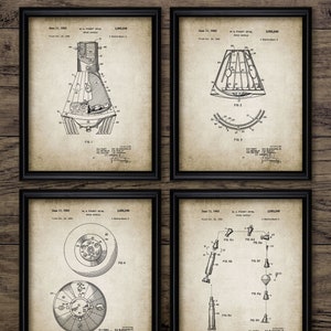 NASA Mercury Spacecraft Wall Art Set Of 4, Printable Space Capsule Design, Manned Space Exploration, Solar System #1051 INSTANT DOWNLOAD