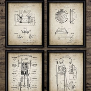 Vintage Motoring Wall Art Set Of 4, Printable Classic Car Art, Vintage Car Enthusiast, Automobile Design, Garage Art #1953 INSTANT DOWNLOAD